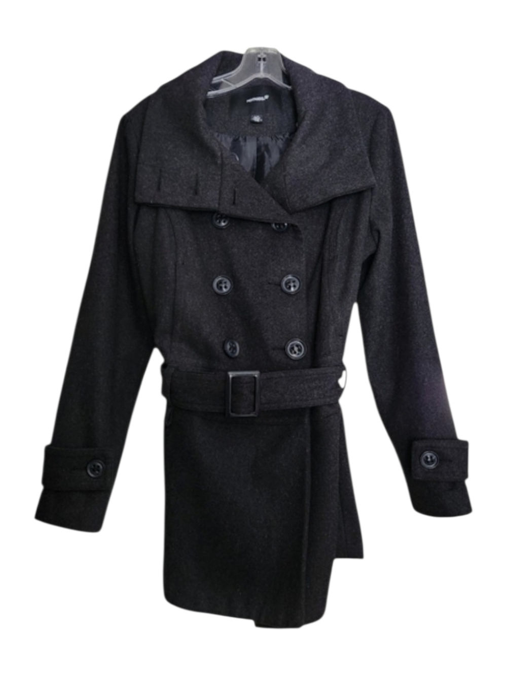 Vintage Pea Coat Wool Blend Women Large Charcoal Gray Dark Academia